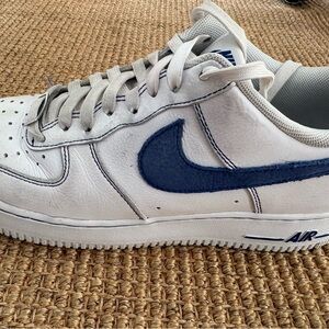 Nike Men’s Air Force 1 White and Deep Royal Sneakers